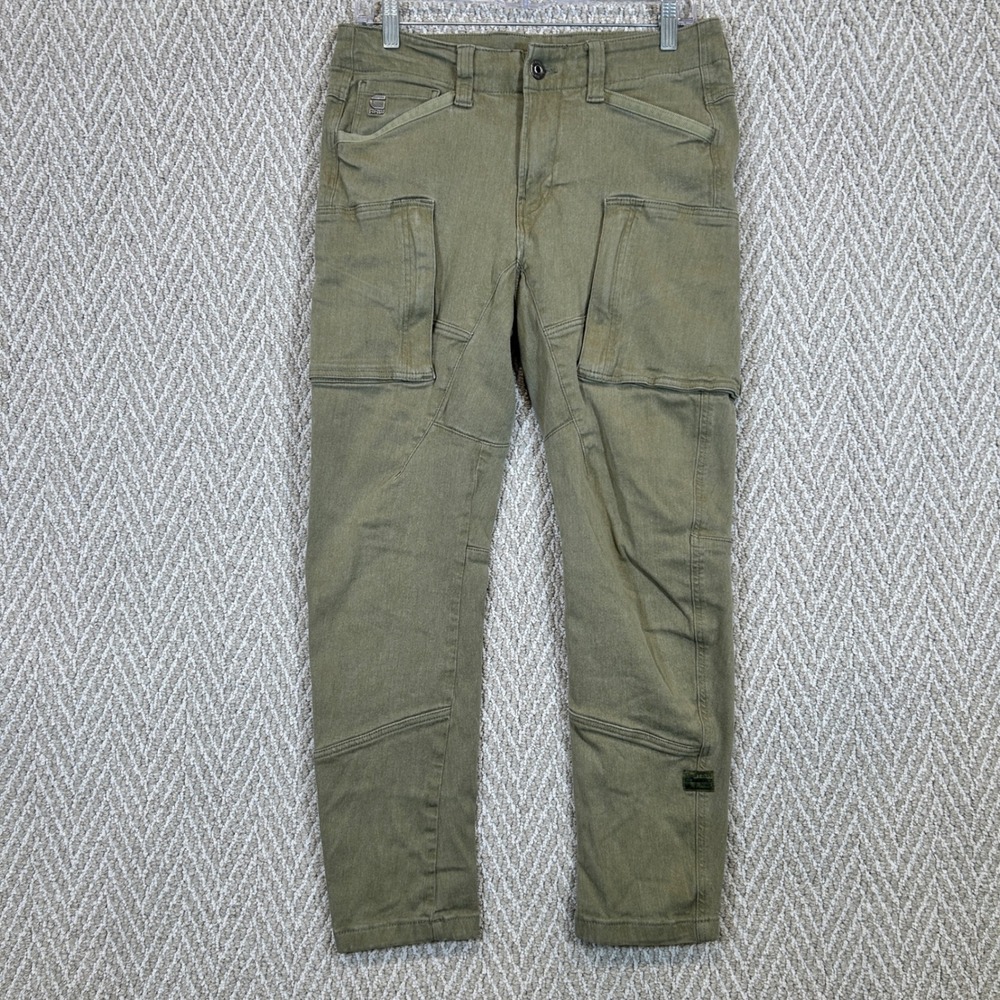 G-Star Raw Pants Mens 30x32 Green Zip Pkt 3D Skinny Cargo Utility Hiking Outdoor